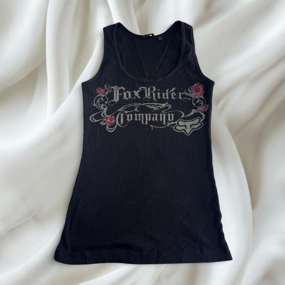 Fox Tops - Fox‎ Racing floral logo graphic babydoll tank top y2k vintage grunge skater